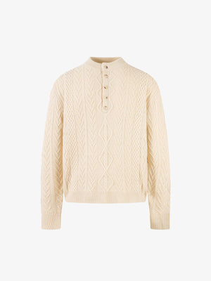 Elegant Cable Knit Sweater with Button Placket for Women 