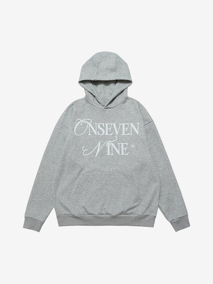 Basic Letter Print Fleece Hoodie 