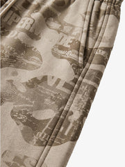 Distressed Camo Zip Hoodie & Wide-Leg Sweatpants Set