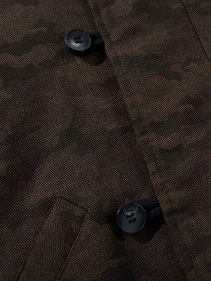 Camouflage Print Detachable Fur Hood Bomber Jacket 