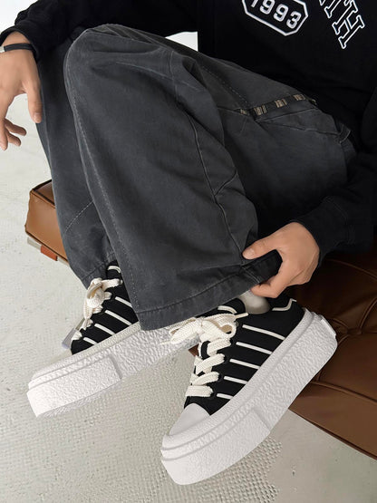Hidden Height-Boosting Sneakers with Stylish Platform Design 
