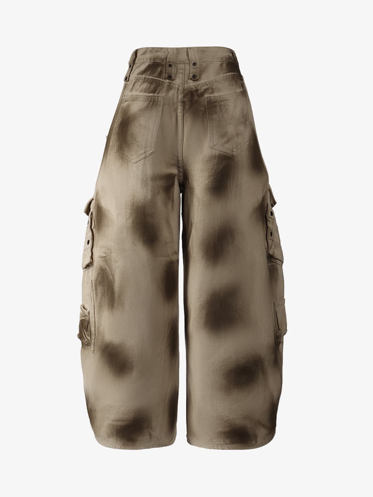 Retro Heavy Wash Gradient Cargo Barrel Jeans 