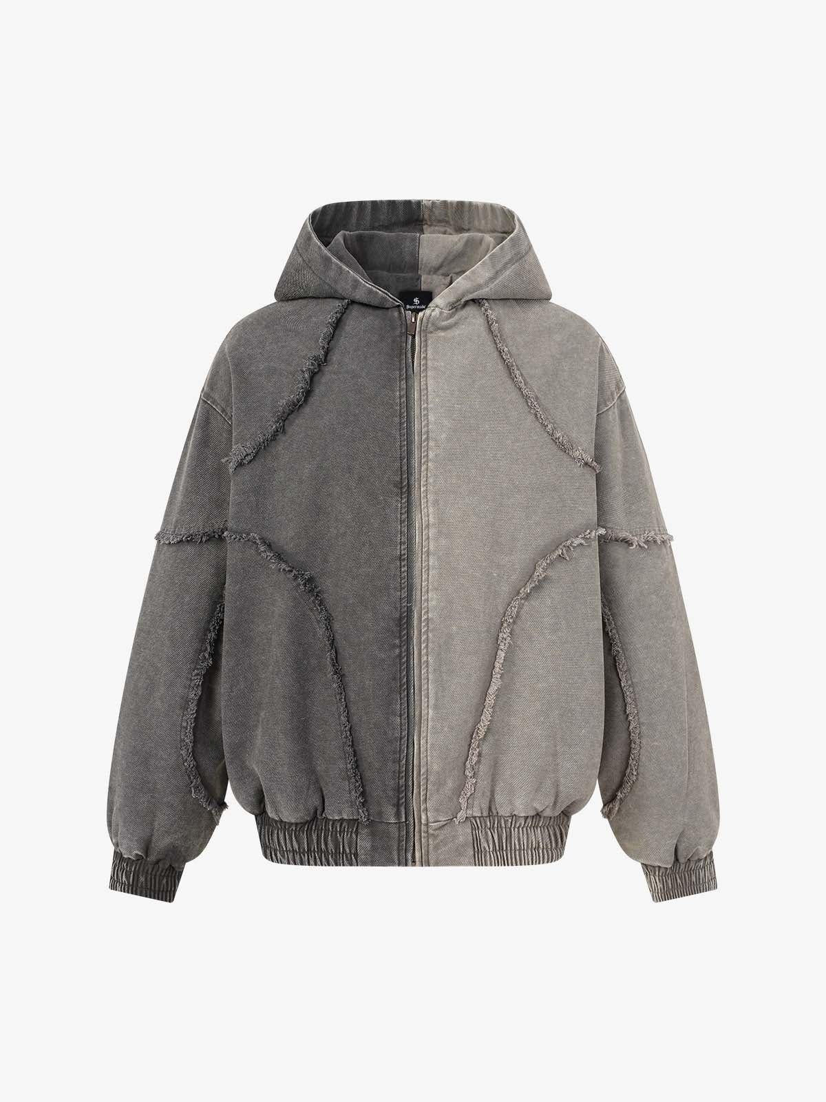 Distressed Raw Edge Patchwork Jacket