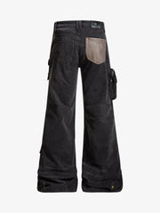 Street-style Distressed Workwear Flared Jeans
