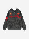 Zebra Graphic Embroidered Oversized Zip Hoodie