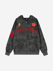 Zebra Graphic Embroidered Oversized Zip Hoodie