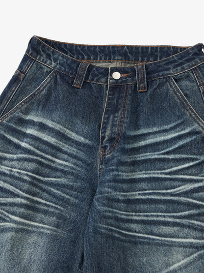 Wide-Leg Denim Jeans with Distressed Look for Women 