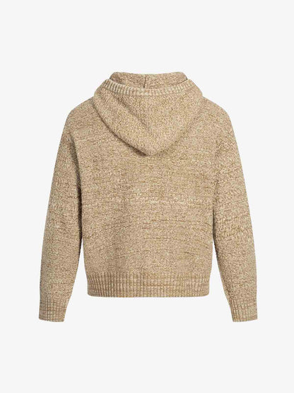 Relaxed Fit Knit Hooded Pullover Hoodie Sweater