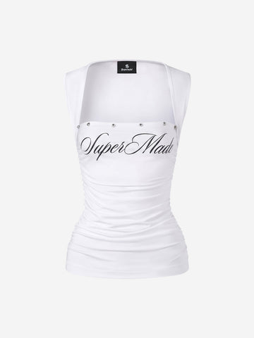 Letter Graphic Square Neck Vest