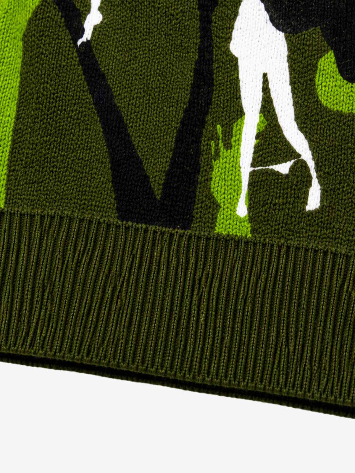 Abstract Camo Graphic Cropped Boxy Knit Sweater
