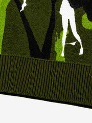 Abstract Camo Graphic Cropped Boxy Knit Sweater