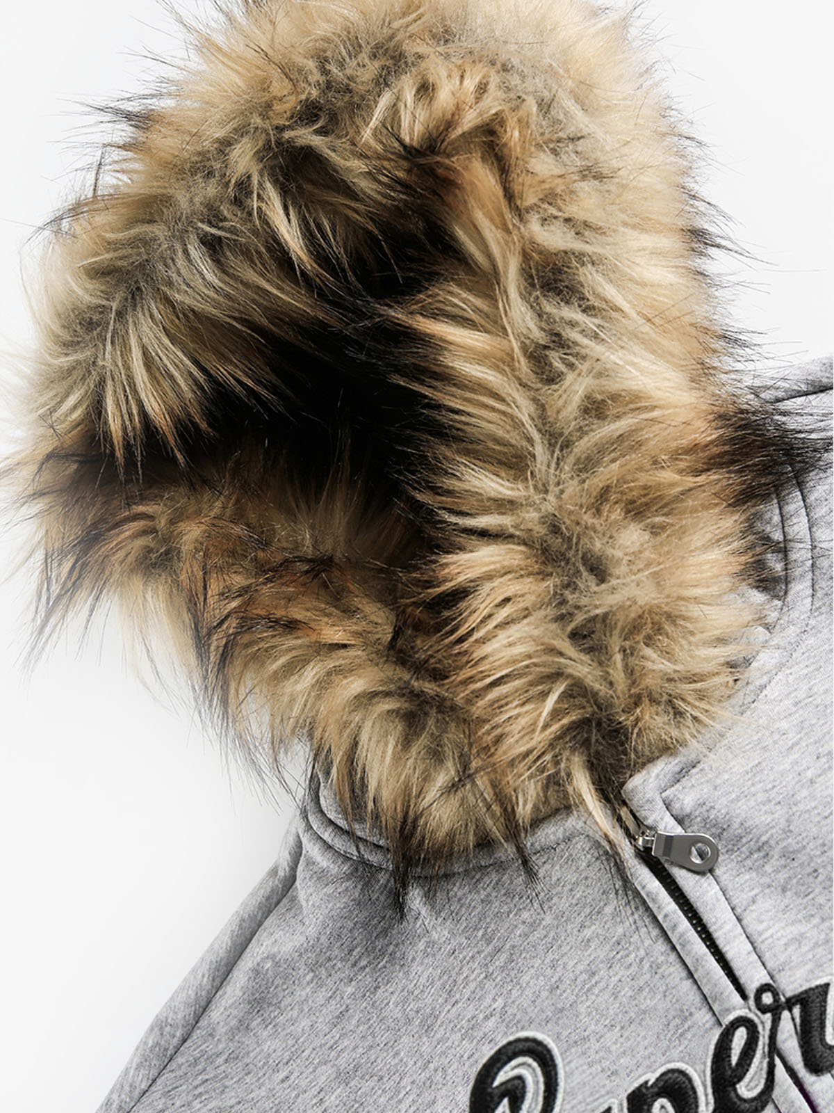 Faux Fur Trimmed Hooded Jacket for Winter and Fall 