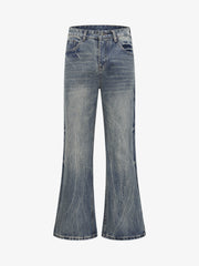 Retro Washed Faded Flared Jeans 