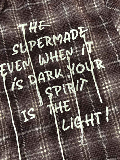 Cotton Street Distressed Plaid Faux Two-Piece Shirt 