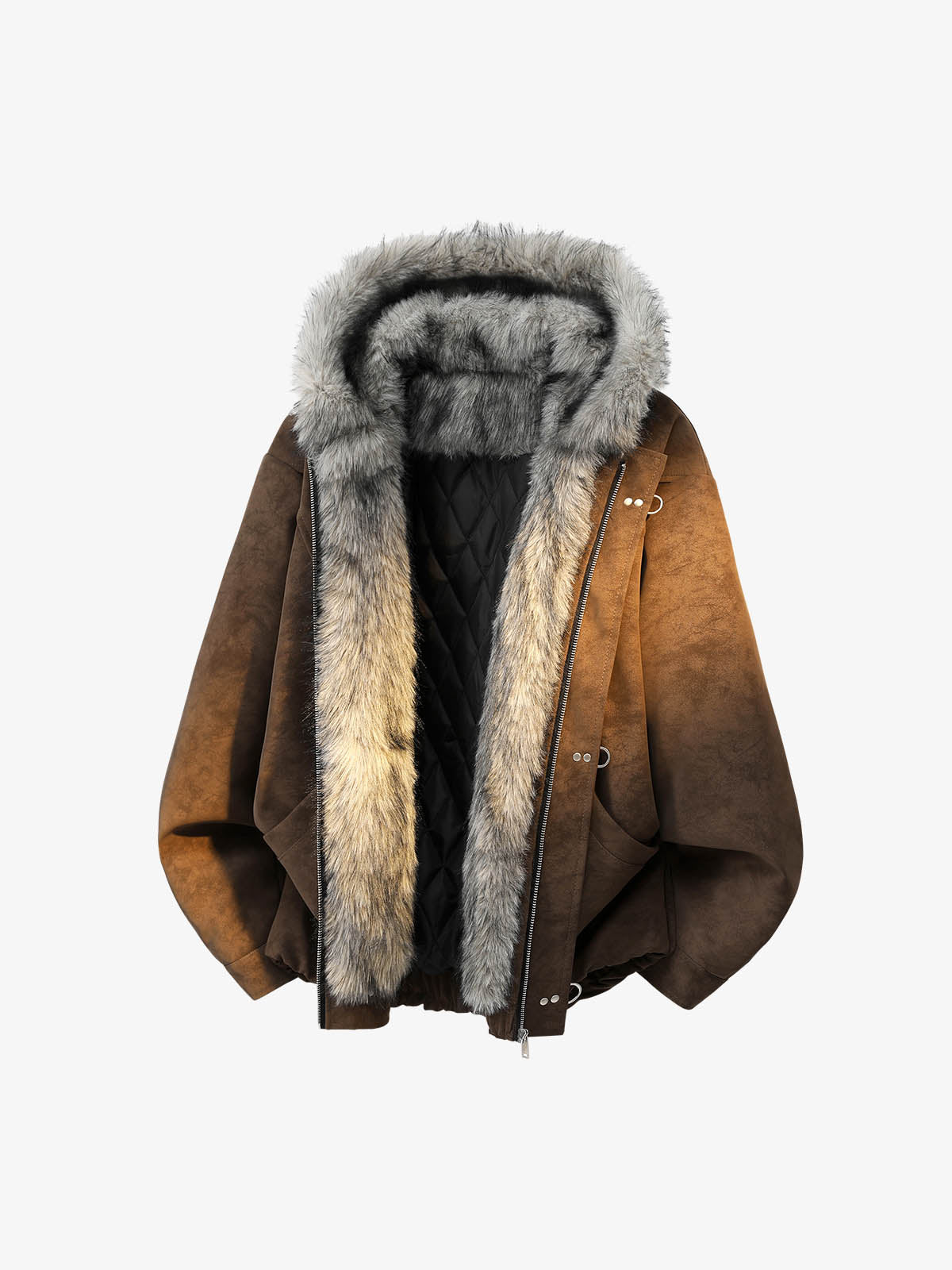Faux-Fur Collar Aviation Buckle Jacket