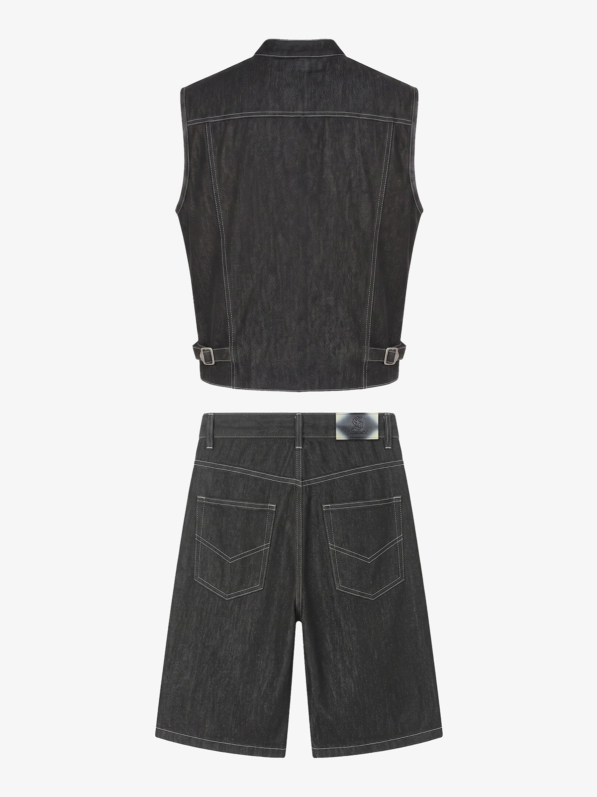Deconstructed Embroidered Vest & Cropped Jeans Set