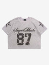 Star Pattern Cropped Knit Jersey T-Shirt