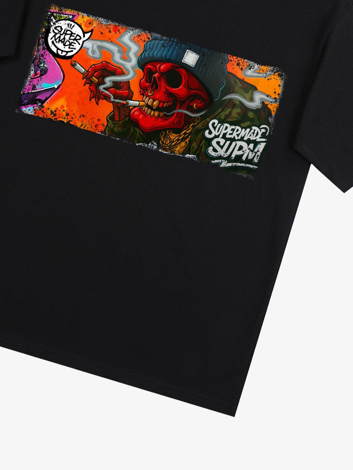 Thesupermade Distressed Blood Red Skull Graffiti T-shirt 