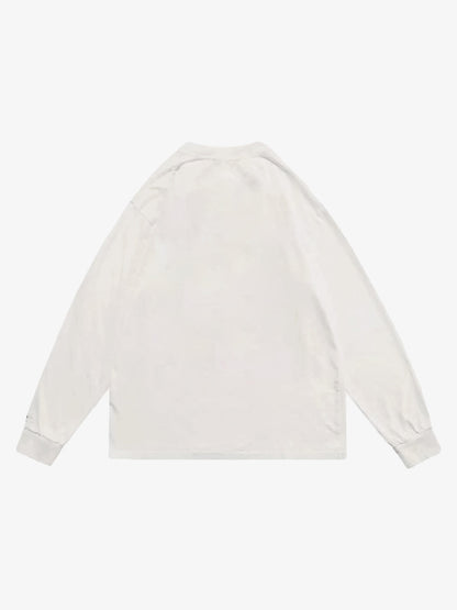 Graphic Creative Lip Print Washed Sweatshirt 