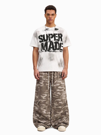 Vintage Camo Print Baggy Pants