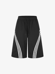 Shorts mit diagonalem Patchwork-Muster und Kordelzug