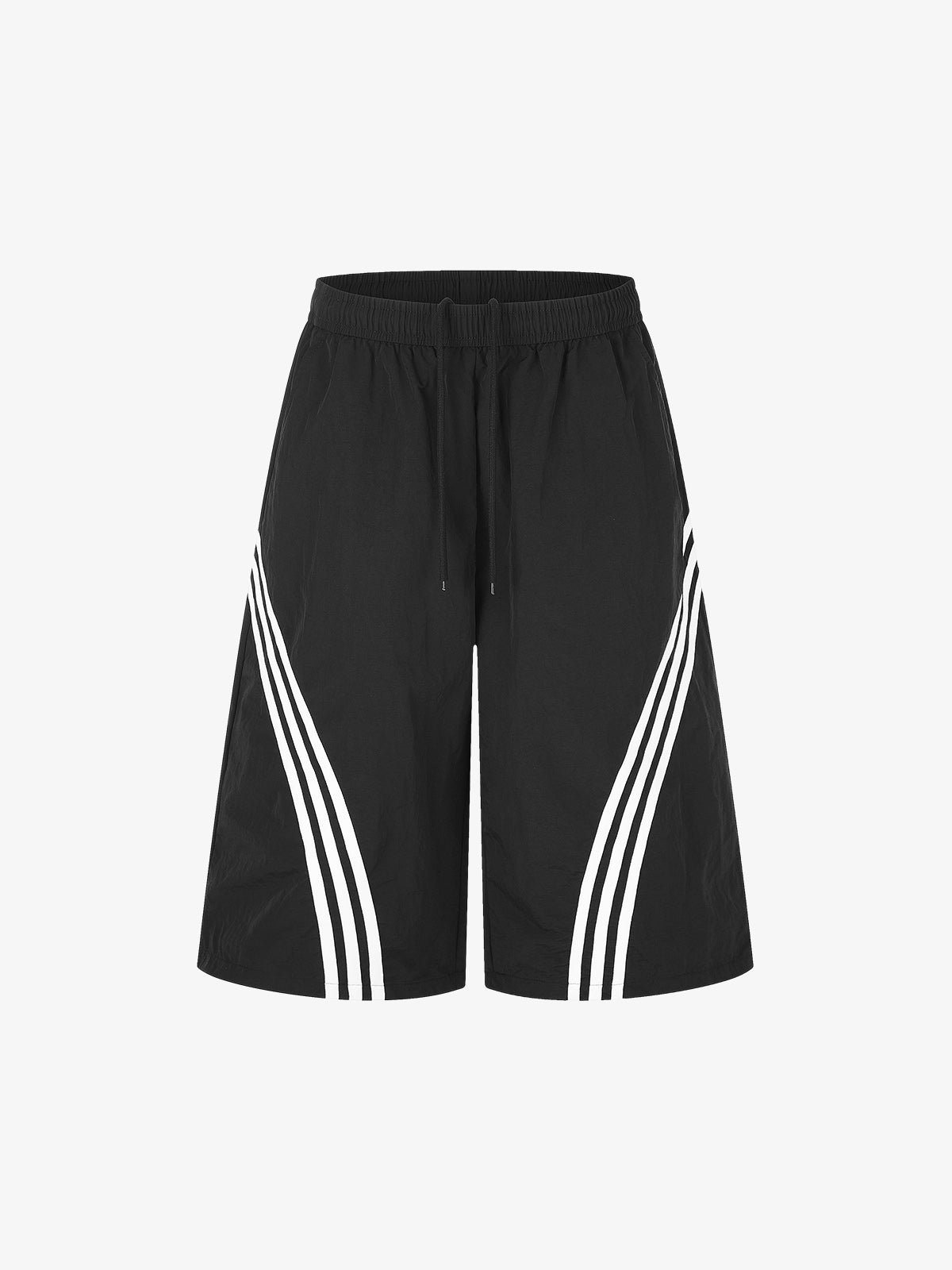 Diagonal Patchwork Drawstring Shorts