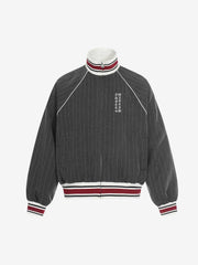 Retro Color-Blocked Striped Stand-Collar Tracksuit 
