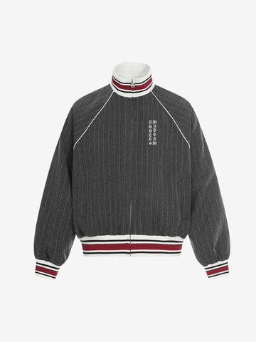 Retro Color-Blocked Striped Stand-Collar Tracksuit 