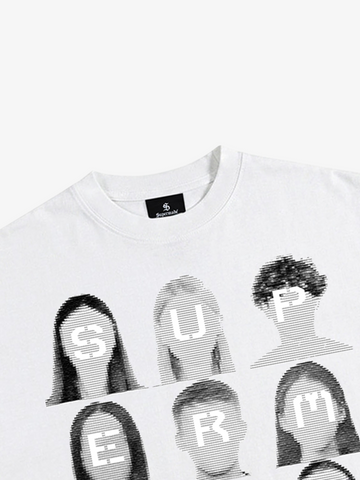 Portrait Graphic Ripped Layered Tee