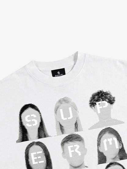 Portrait Graphic Ripped Layered Tee