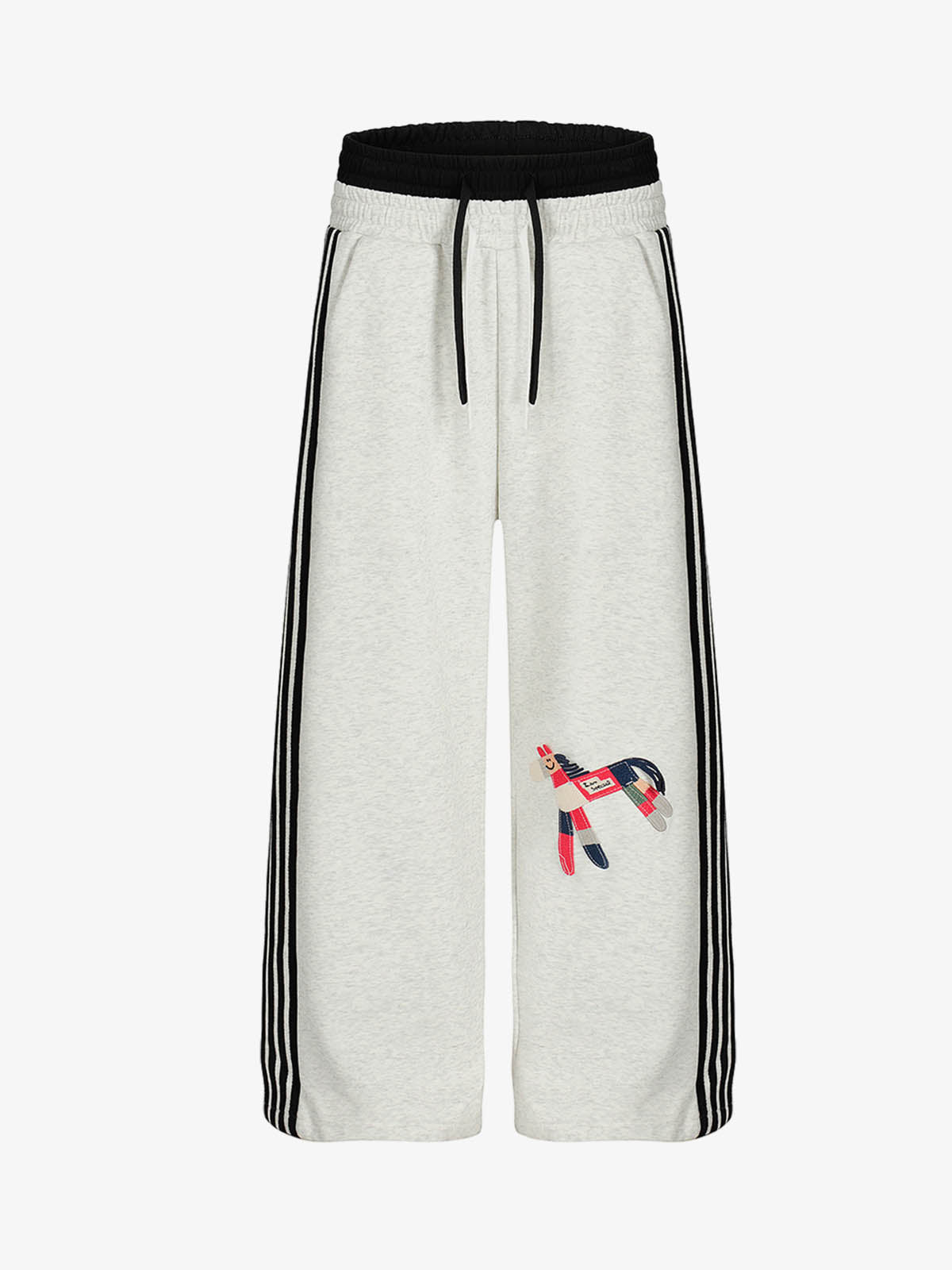 Stylish Wide-Leg Sweatpants with Fun Embroidered Design for Casual Wear 