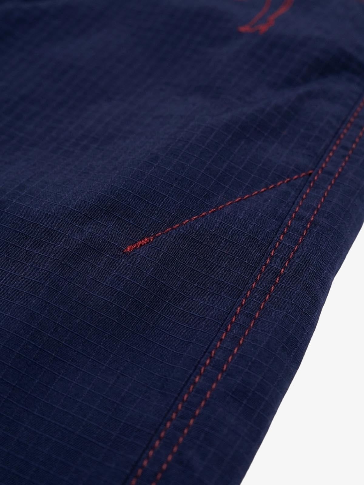 Contrast Stitch Curved-Leg Drawstring Pants