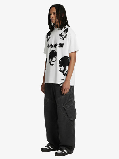 Skull Graphic Distressed Hem T-Shirt 