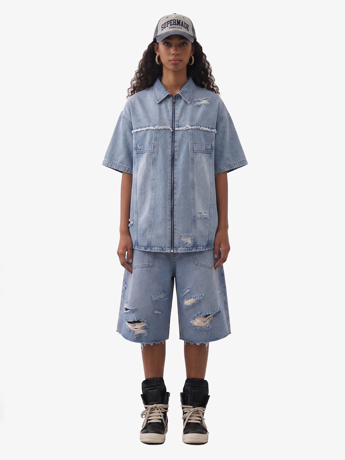 Ripped Denim Distressed Suit - 2460