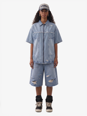 Ripped Denim Distressed Suit - 2460