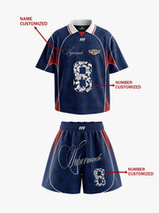French Style Fleur-de-Lis Print Patchwork Custom Jersey Set - 2623 