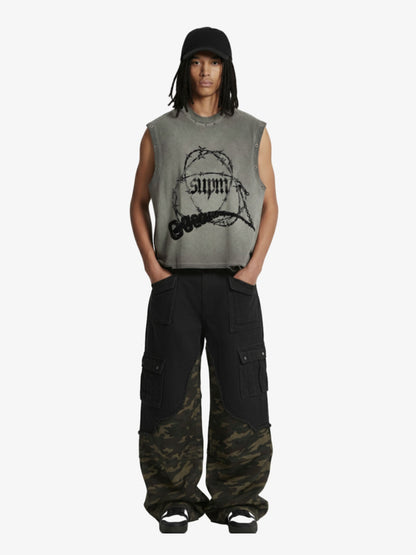 Barbed Wire Chain Graphic Sleeveless Vest 