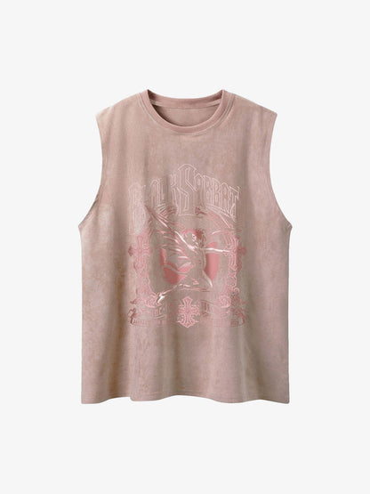 Thesupermade Printed Crew Neck Casual Vest 