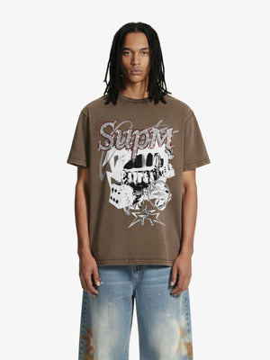 Washed Rhinestone Letter Graphic T-Shirt 