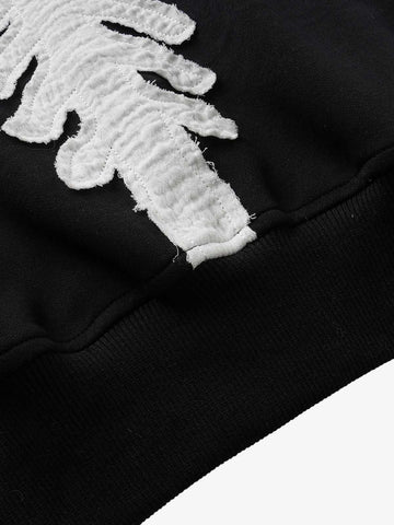 Spine Graphic Distressed Hood Zip Hoodie 