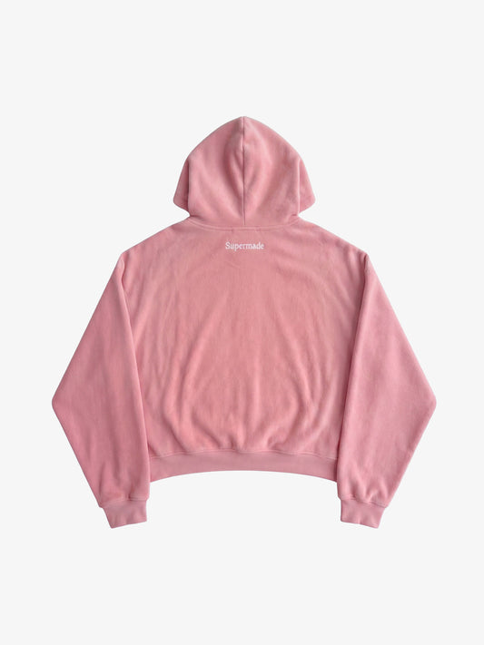 Letter Embroidered Color Block Suede Sweatshirt