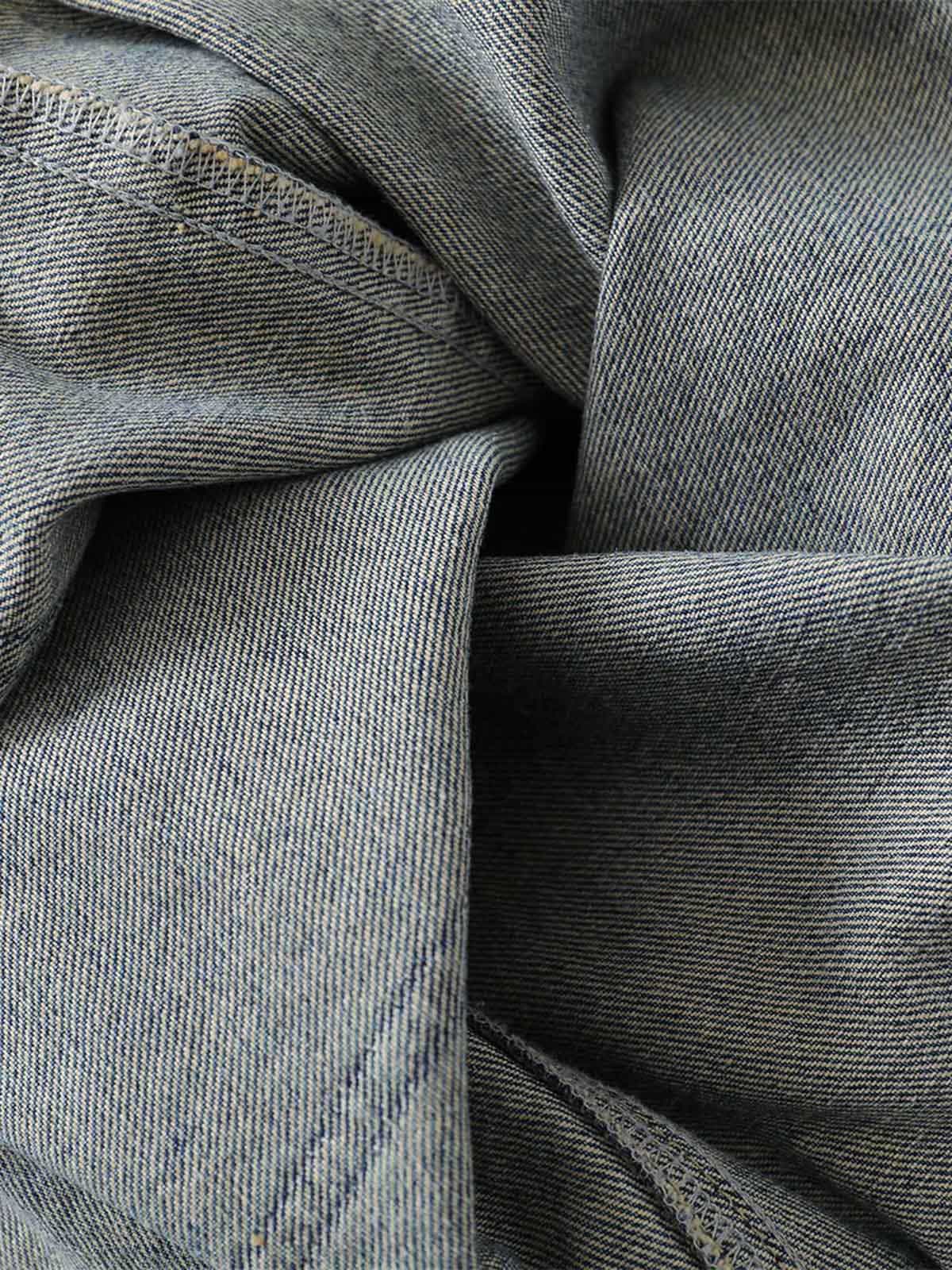 Thesupermade American Vintage Washed Patchwork Raw Edge Cropped Jeans 