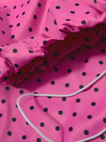 Retro Polka Dot Side Stripe Drawstring Baggy Pants 