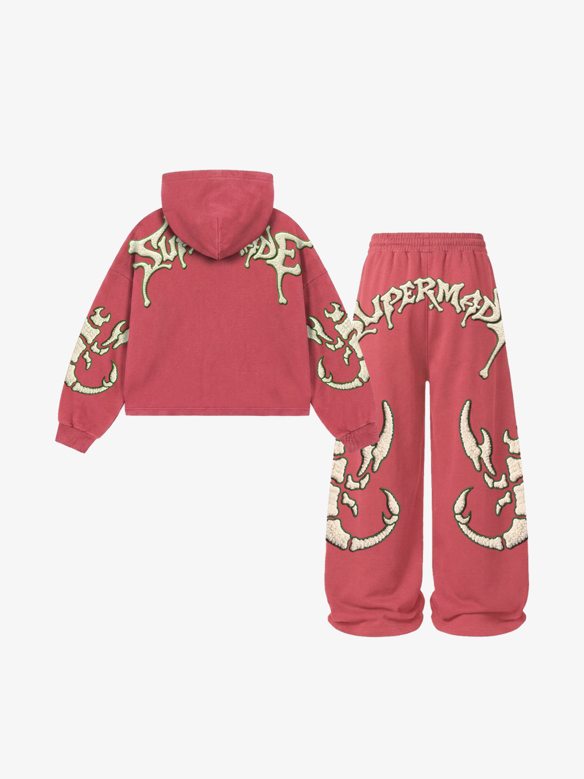 Skeleton Scorpion Terry Embroidered Hoodie & Wide-Leg Sweatpants Set