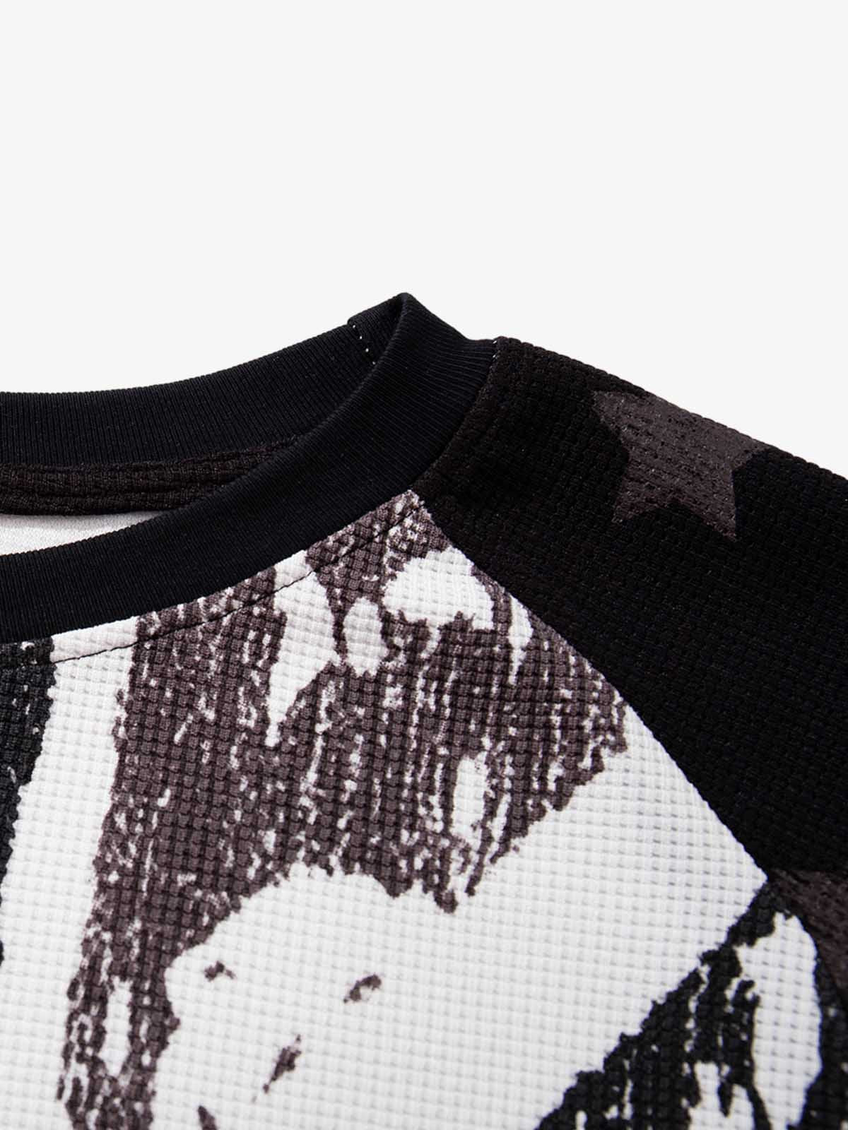 Flag Graphic Waffle Boxy Fit Long Sleeve Tee