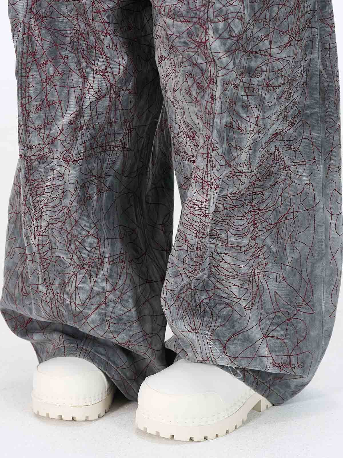Allover Stitch Baggy Jeans 