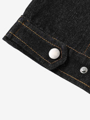 Stand Collar Clasp Detail Denim Jacket 