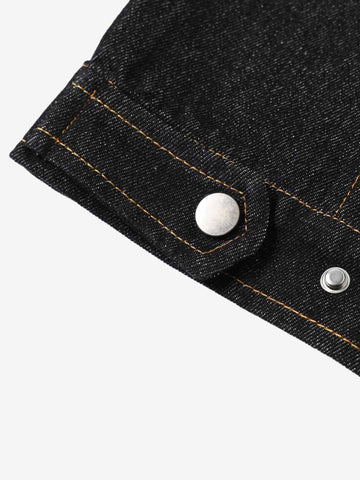 Stand Collar Clasp Detail Denim Jacket 