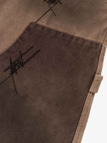 Thesupermade Scratched Patchwork Distressed Embroidered Work Jeans 