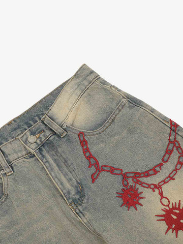 Graphic Distressed Skinny Jeans